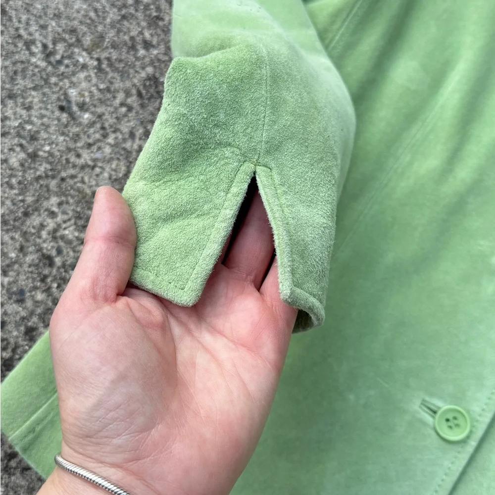 Kate Hill Green Suede Leather Jacket | Genuine Leather | Size S/M